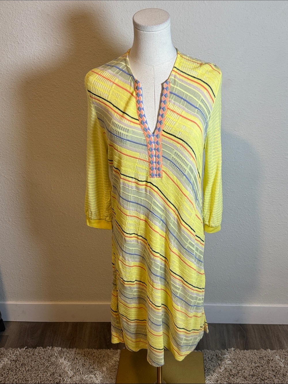Aldomartins Y2K Yellow Striped Knit Dress One Size